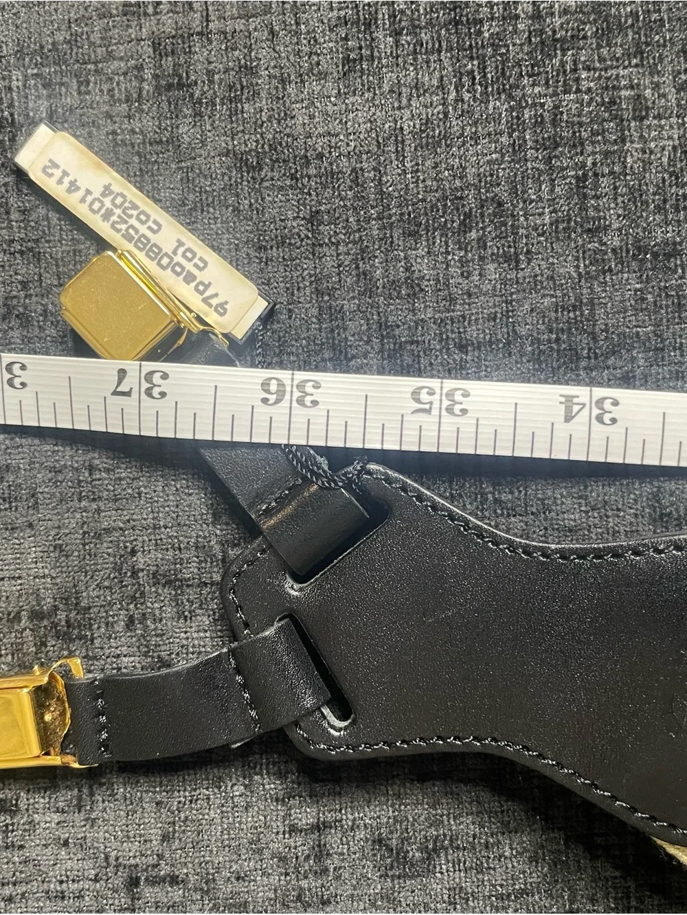 CHANEL Beige Logo Webbing Suspenders with Black Leather Connector